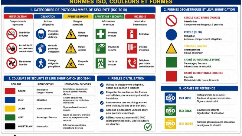 Symboles et pictogrammes – normes iso, couleurs et formes
